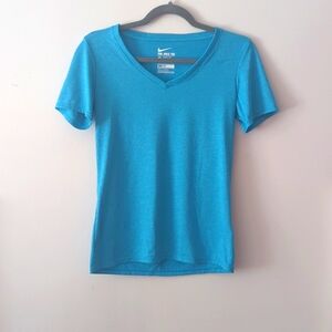 Nike Womens Dri Fit bleu V-Neck T-shirt S